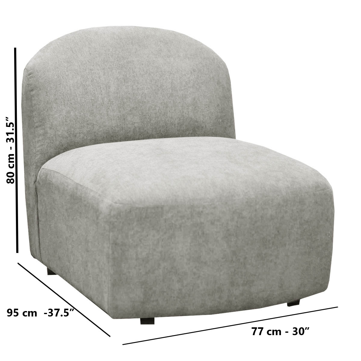 Sillón Individual Gris Sin Brazos Verri Tela Gris Liz