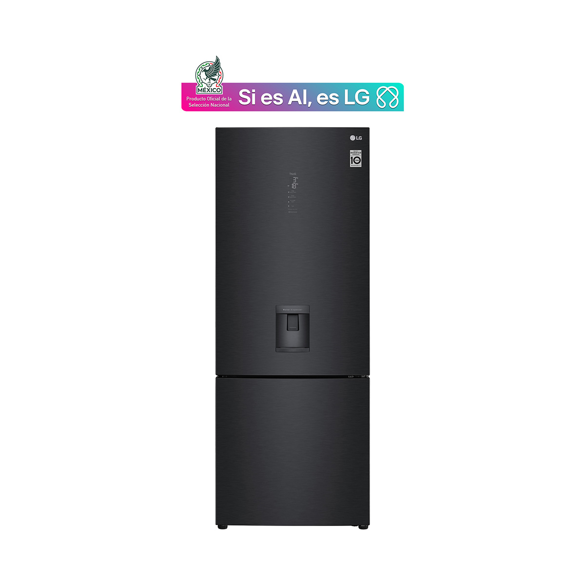 Refrigerador LG Congelador Inferior Smart Inverter con Wifi Thinq 17 Pies³ Negro Mate Gb45Spt