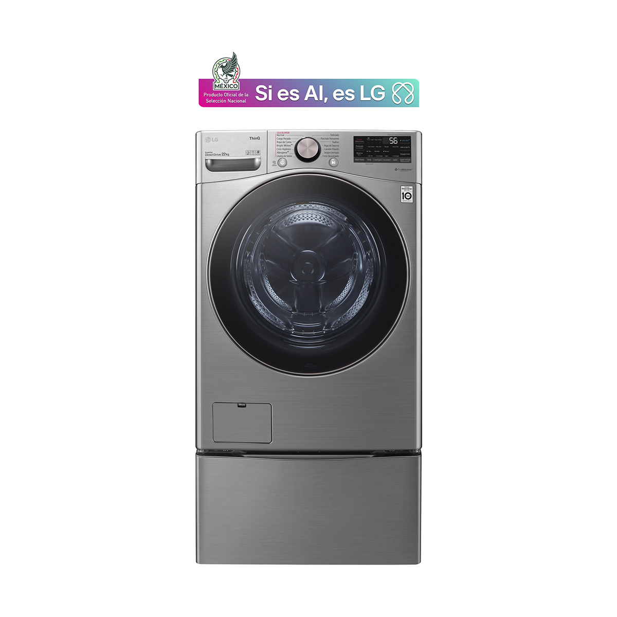 Lavadora LG Carga Frontal Ai Dd 22Kg Color Plata - Wm22Vv2S6Gr