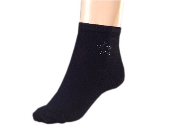 Calcetín Negro con Pedrería Gleytor para Mujer