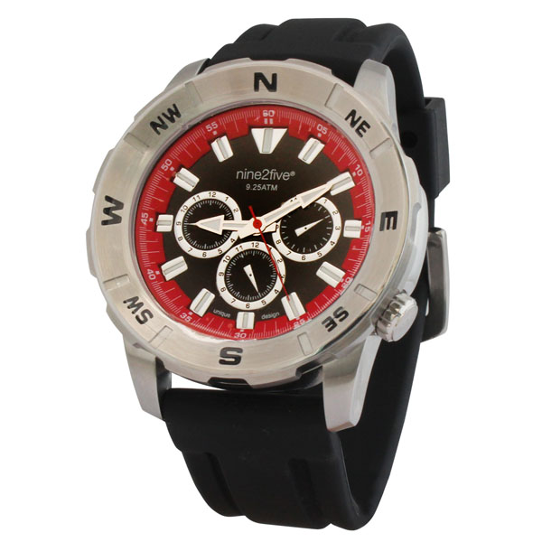 Reloj NINE2FIVE modelo ADLY06NGRJ en color negro y rojo