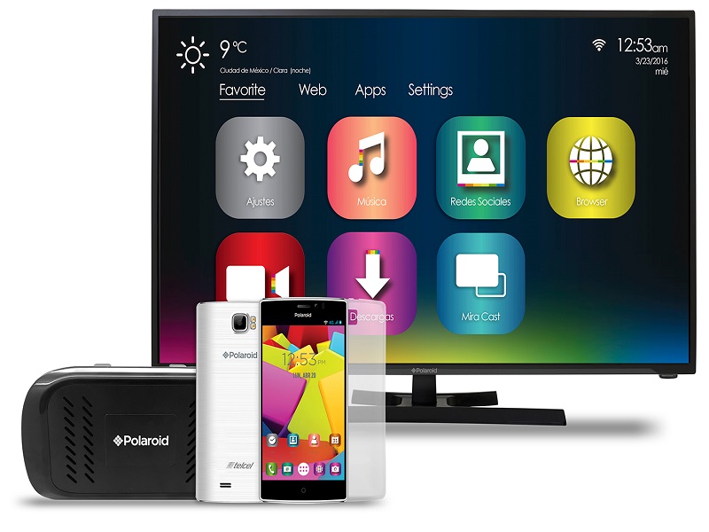 Combo Pantalla Polaroid 32" HD P3270W Smart TV + Celular Amigo Kit Telcel Polaroid Cosmo 550 Negro - Plata + Lentes VR 3D