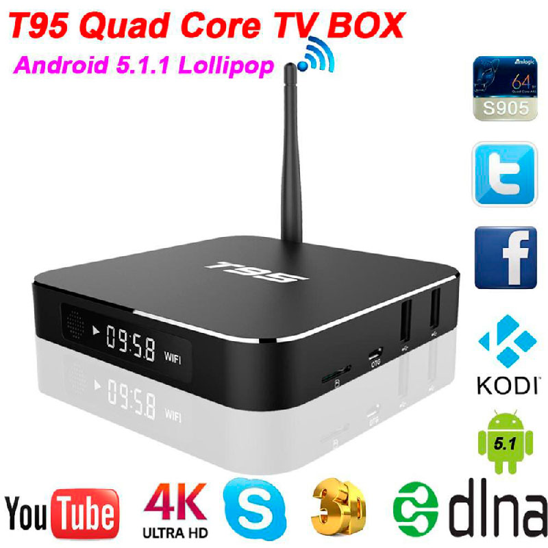 Tv Box Quad Core T95 Android 5.1 Amlogic S905 HD 4k 2k