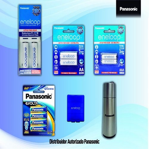 Paquete de Pilas Eneloop Recargables y Cargador Panasonic AA y AA con Regalos