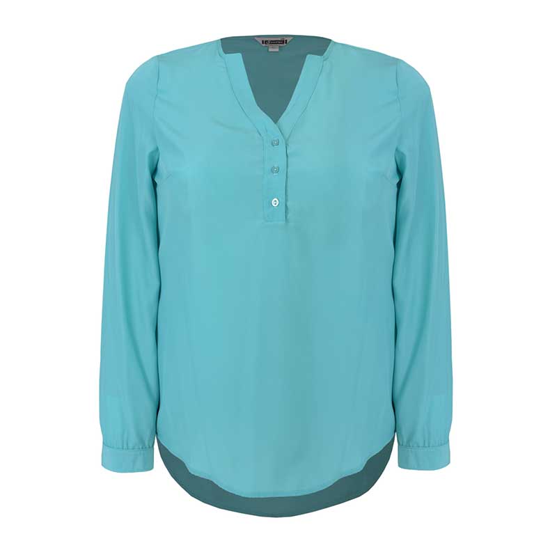 Blusa Cuello V con Tres Botones al Frente Manga Larga