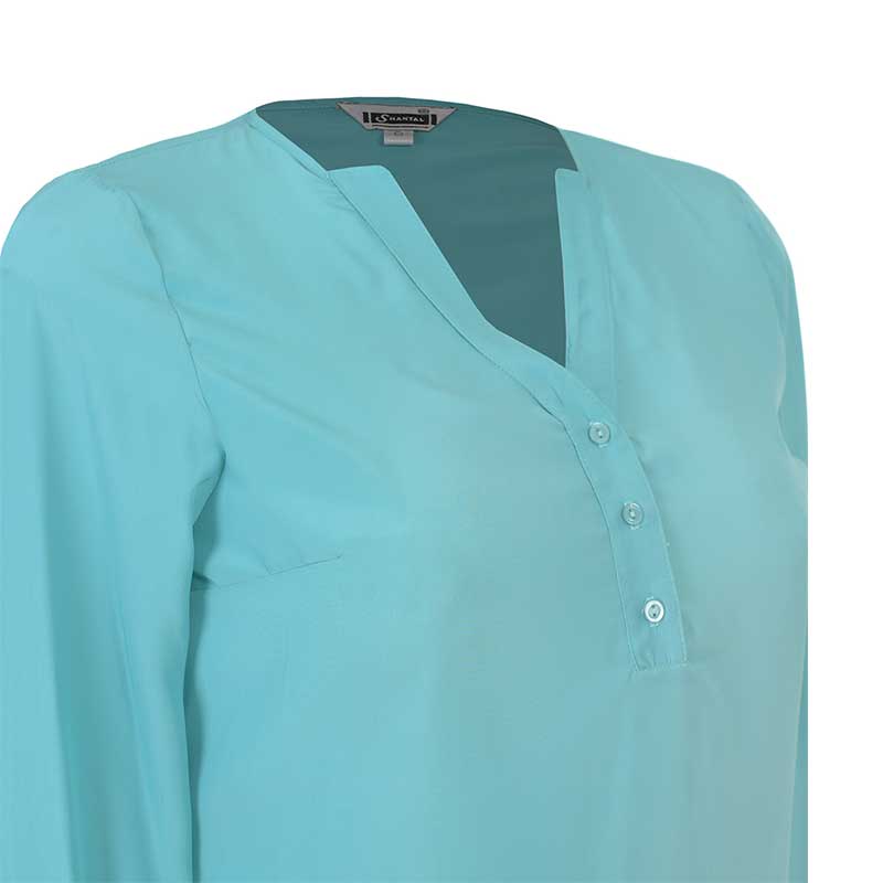 Blusa Cuello V con Tres Botones al Frente Manga Larga