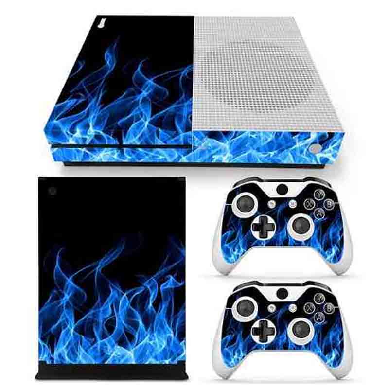 Xbox One S Skin Pegatina Estampas (Fuego Azul)