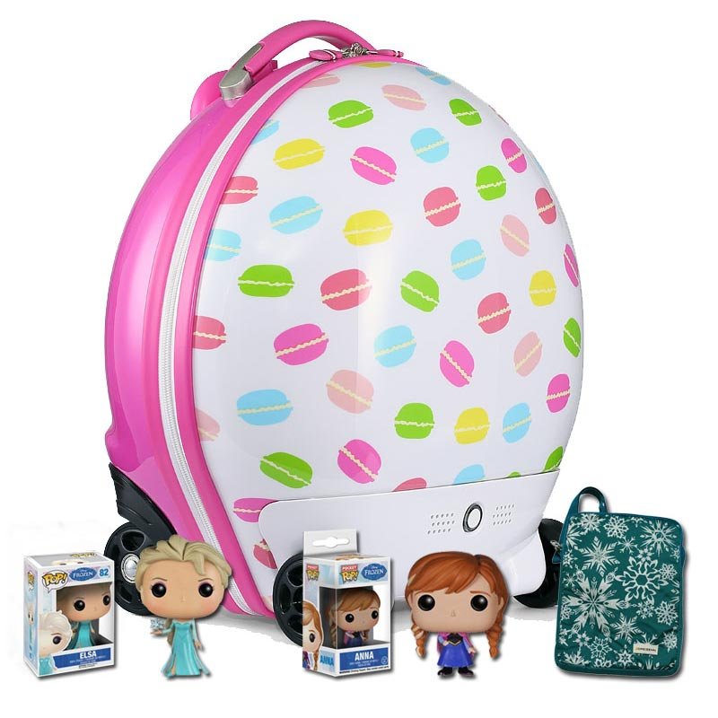Mochila Suitcase Dirigible a Control Remoto  Mod. Cookie Pink Paquete Princesas Contiene Muñecas Elsa / Anna de Frozen + Bolsa para Tablet