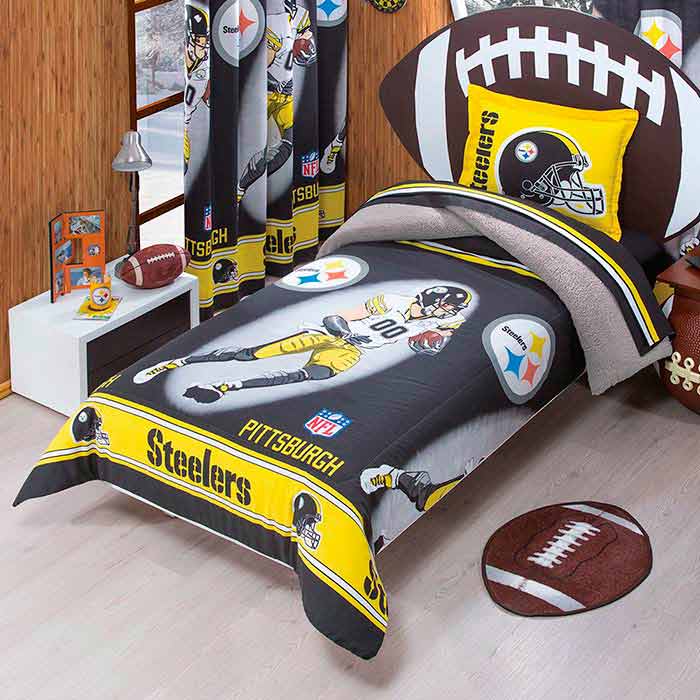 Edredon Con Borrega Gris Pittsburgh Nfl Individual