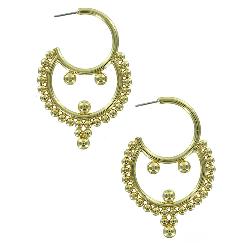 Aretes Grandes Dorados Esferas - Pink Revolver