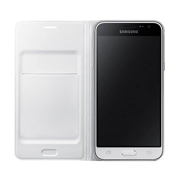 Funda Protectora Flip Wallet Blanco Galaxy J3 Acce Samsung