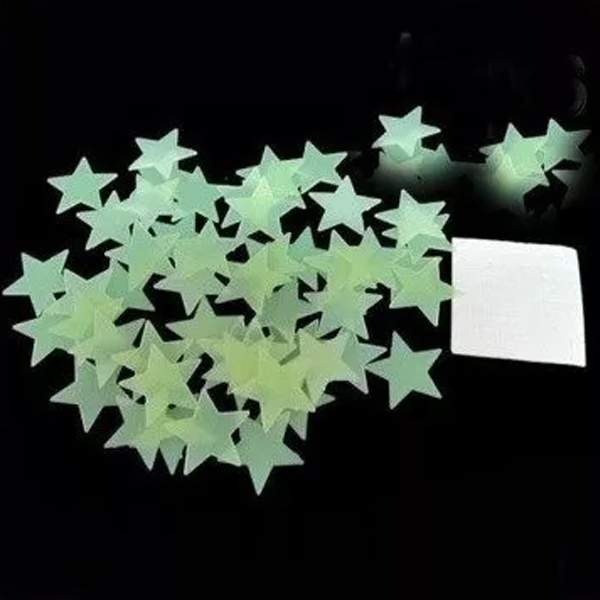 Kit De 100 Estrellas Fosforecentes Decorativas Verdes