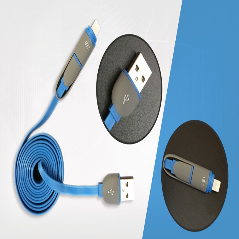 Cable cargador y de datos para Android y iPhone 2 en 1-sofistik2
