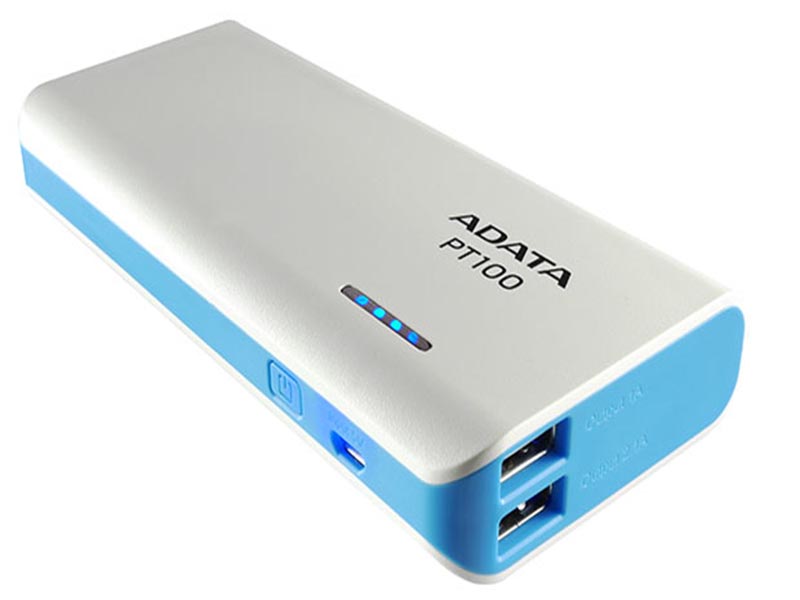 Bateria Celular Power Bank Portatil Adata PT100 Blanco/Azul