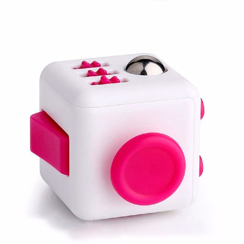 Mini Cubo antiestres clics Joystick Interruptor Roll Candado Hendidura rosa con blanco