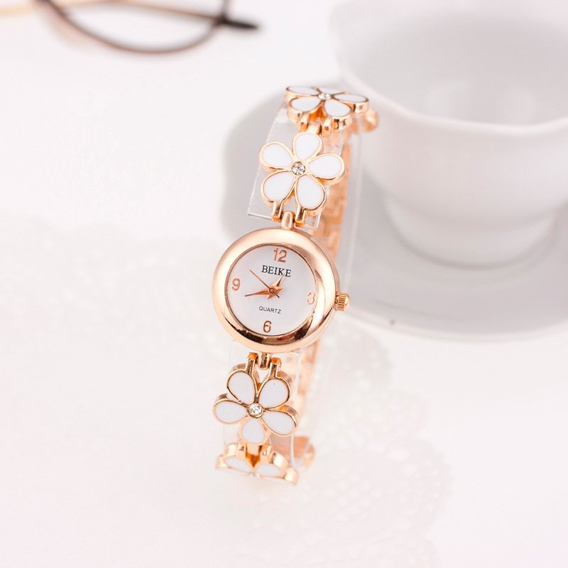 Reloj pulsera de flores para dama color rosa