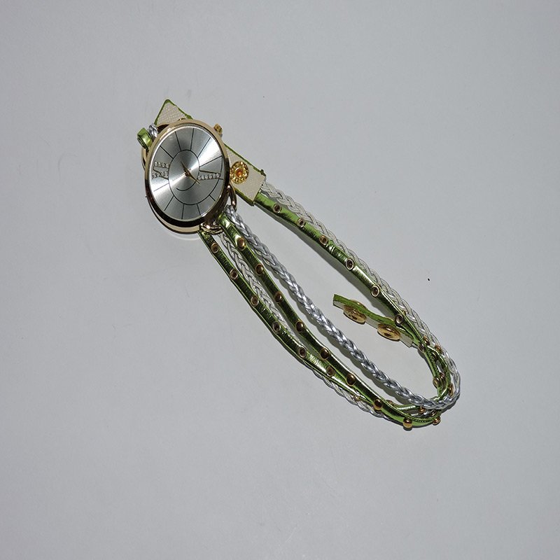 Reloj pulsera brazalete para dama color verde con blanco-sofistik2