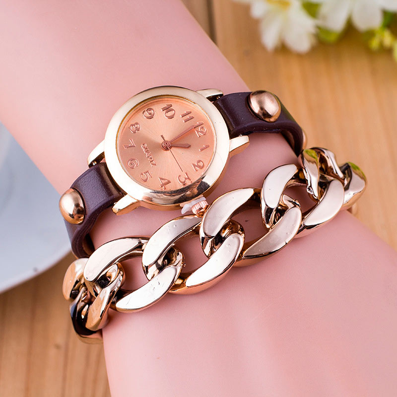 Reloj pulsera brazalete para dama color café-sofistik2