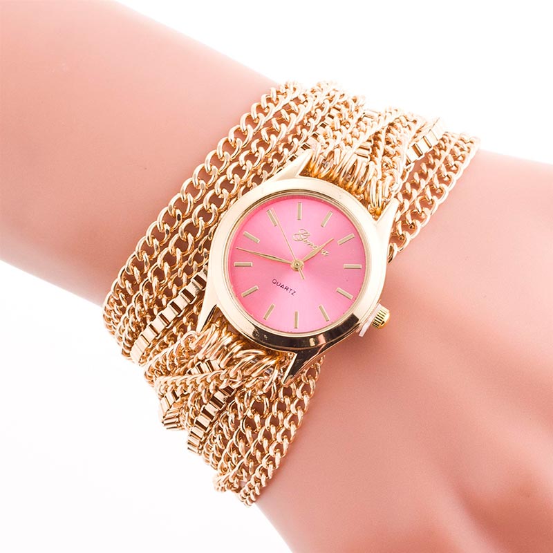 Reloj pulsera brazalete para dama color dorado con rosa-sofistik2