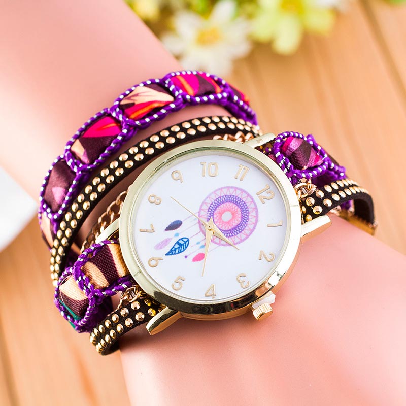 Reloj pulsera brazalete para dama en color morado dream catcher-sofistik2