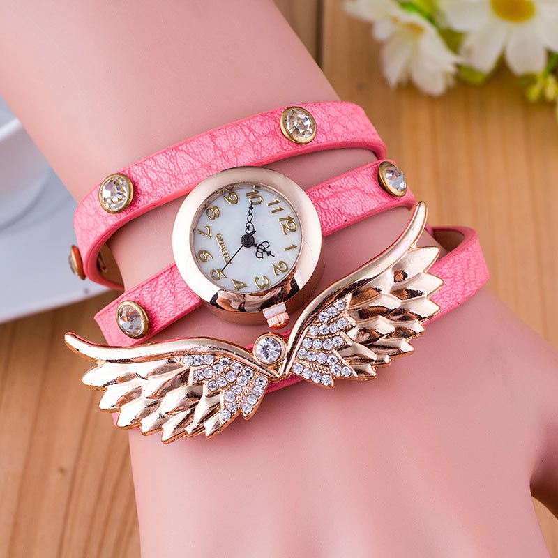 Reloj pulsera brazalete para dama color rosa angel wings-sofistik2