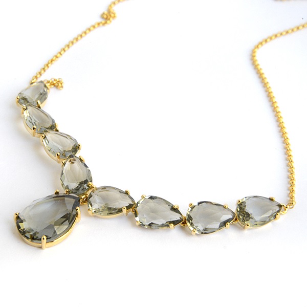 Collar Cristales-Baño Oro 18k