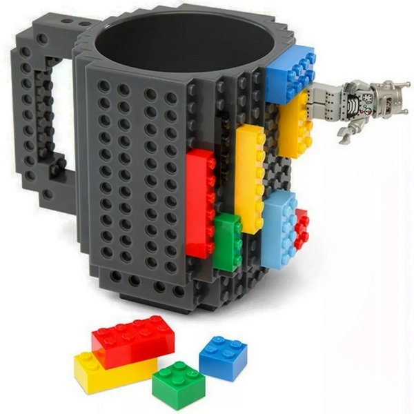 Taza Negra Build-On Con Diseño De Blocks De Construcción Lego