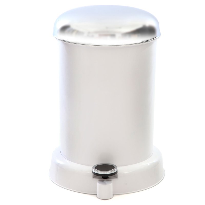 Basurero de Pvc 12 Litros Blanco de tapa Cromada Y Pedal Modelo OR-433460 Namaro Design