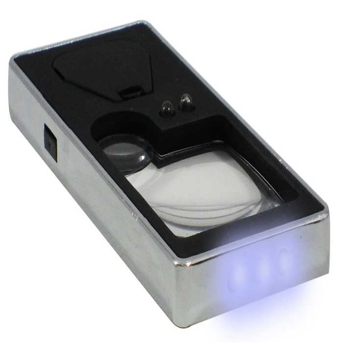 Lupa Bolsillo UV + con 4 Leds y Pluma 3 a 10X 9896/7007 OBI
