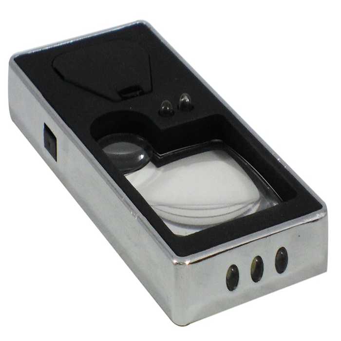 Lupa Bolsillo UV + con 4 Leds y Pluma 3 a 10X 9896/7007 OBI