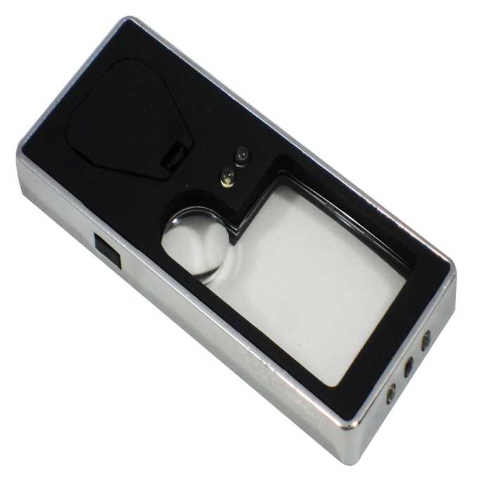 Lupa Bolsillo UV + con 4 Leds y Pluma 3 a 10X 9896/7007 OBI