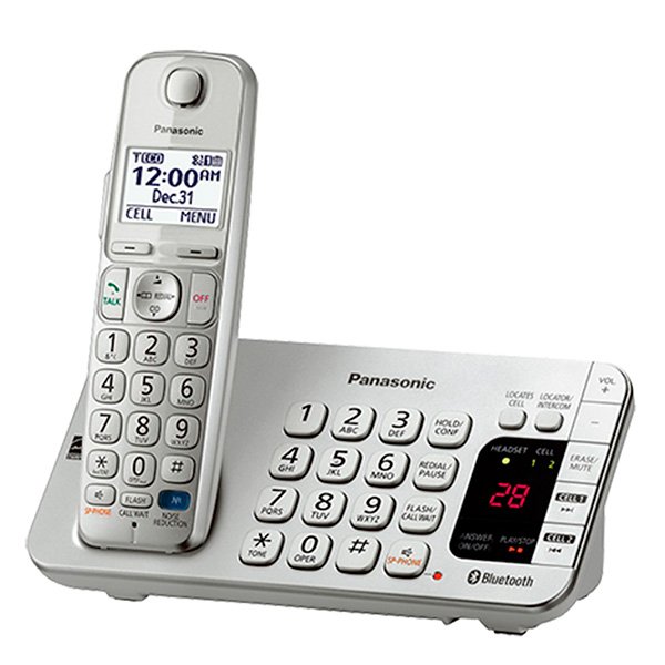 Panasonic KX-TGE274S Link2Cell Bluetooth teléfono compatible 4 Auriculares inalámbricos plateada
