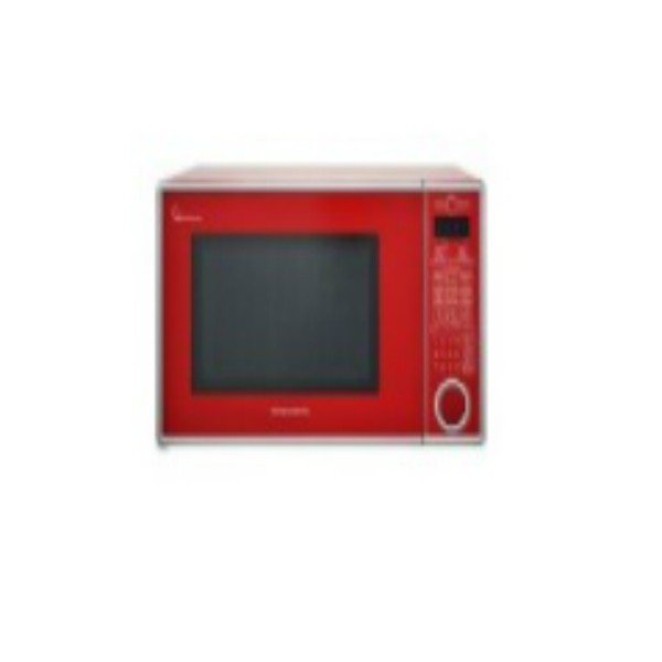 Horno de microondas, marca Daewoo,  1.4P3,  color rojo, puerta de cristal templado, modelo KOR142HR