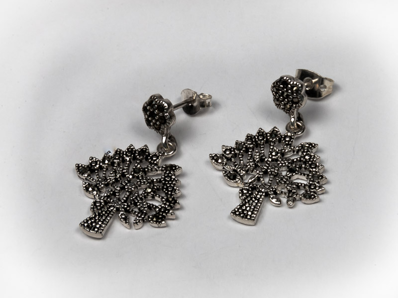 Aretes arbol de la vida de plata.925 con marquesita