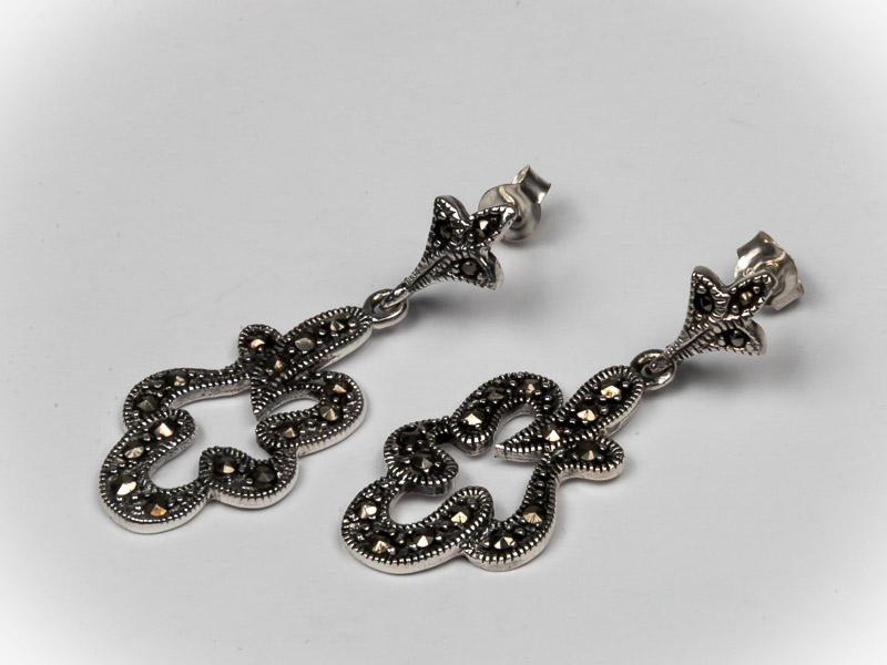 Aretes nube de plata .925 con marquesita