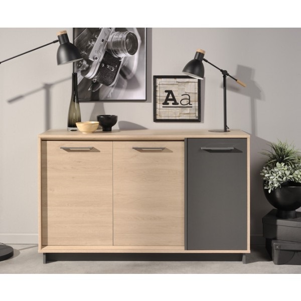 Buffet Modelo Nevada Roble Brooklyn Y Gris Oscuro - Këssa