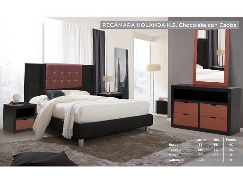 Recamara Modelo Holanda King Size - Chocolate con Caoba - Kessa