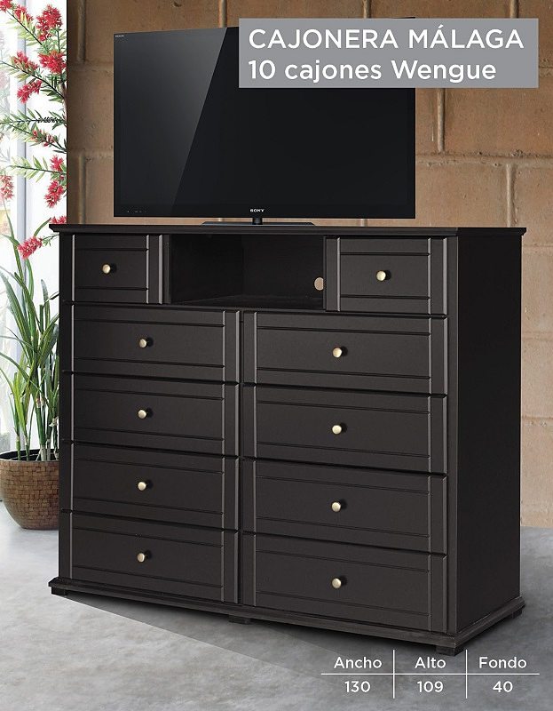 Cajonera Modelo Málaga 10 Cajones - Chocolate - Kessa.