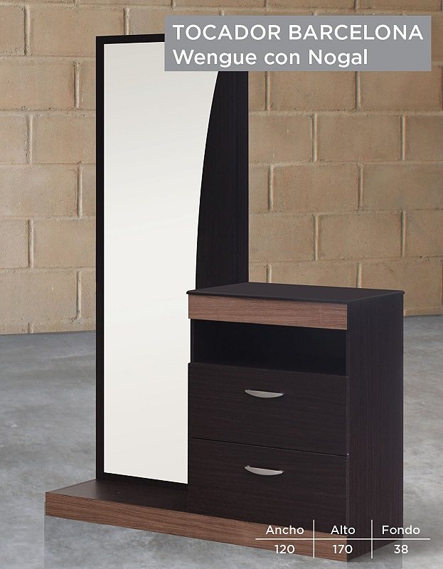 Tocador Modelo Barcelona - Chocolate con Nogal - Kessa