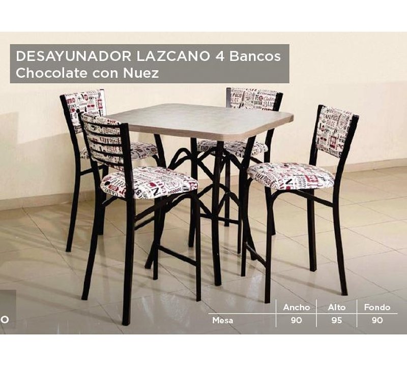 Desayunador Modelo Lazcano 4 bancos - Chocolate con nuez - Këssa
