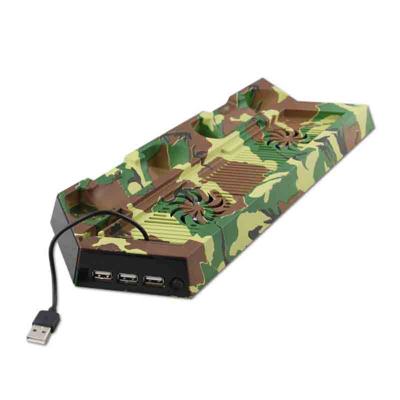 Ps4 Base Vertical Enfriadora + 2 Puertos Carga Para Playstation 4 (Camuflaje)
