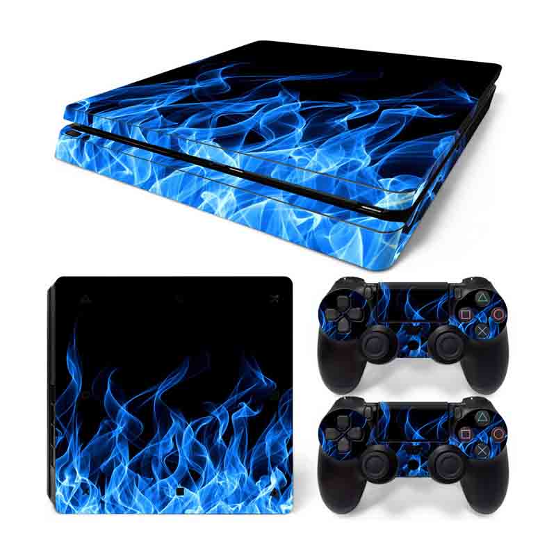Ps4 Slim Skin Estampas Para Playstation 4 Slim (Fuego Azul)
