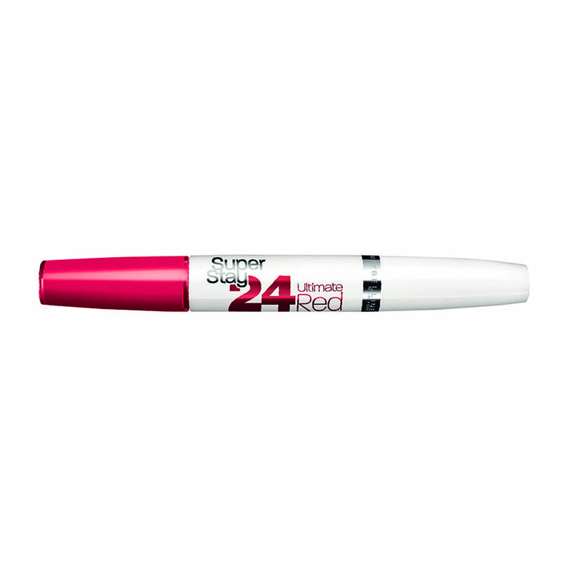 Labial Super Stay 24 Red Labios Maquillaje Maybelline Hot Coral