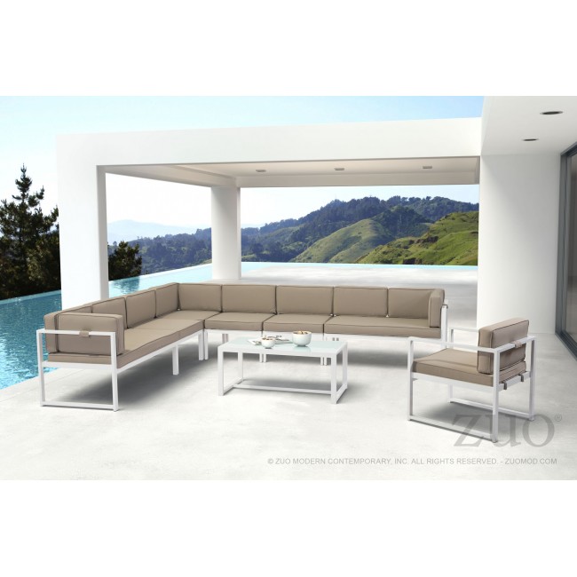 Sofa Para Exterior Lado Izquierdo Modelo Golden Beach - Blanco con Gris - Këssa