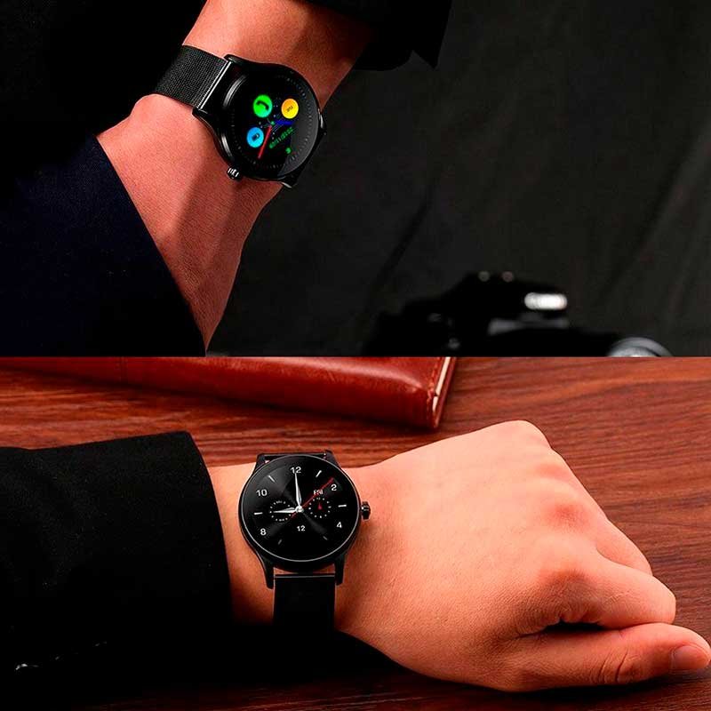 Smart Watch K88H Reloj Inteligente con Monitor de Ritmo Cardiaco, Notificaciones en Pantalla, Contador de Pasos y Calorías, Correa de Acero Inoxidable, Pantalla Touch, Bluetooth 4.0, Compatible con iOS y Android