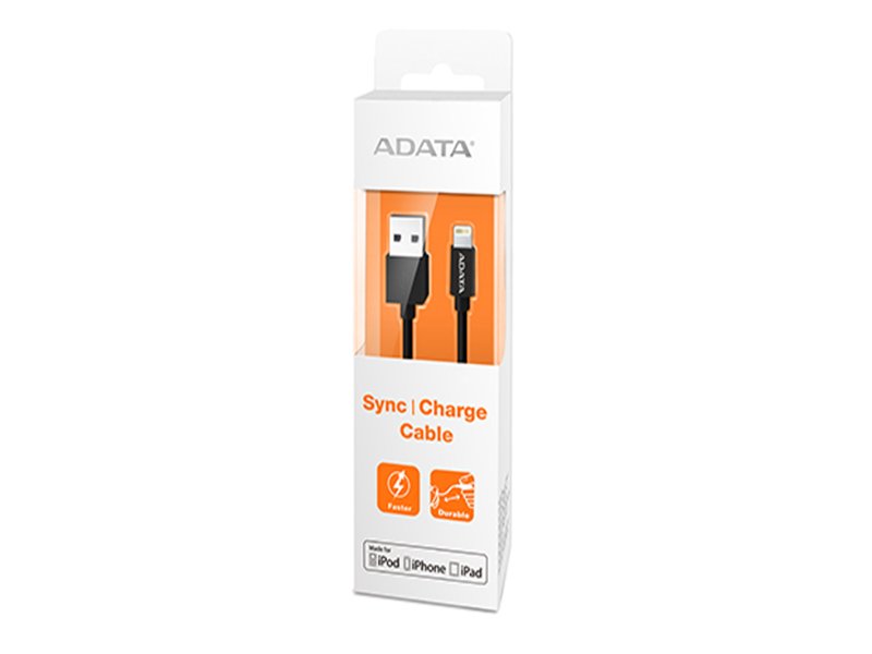 Cable USB Lighting Plastico Carga & Sync Apple Negro Adata