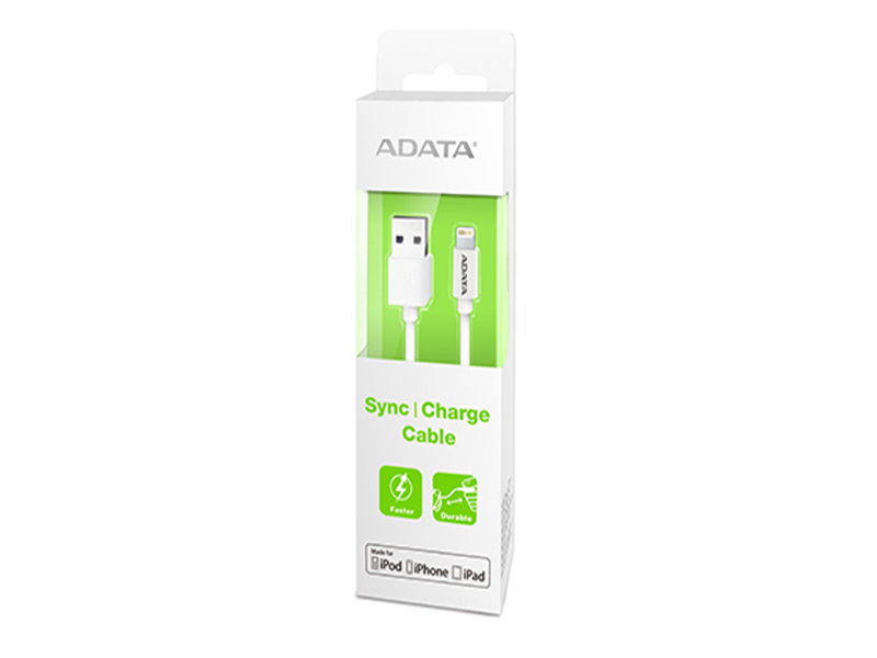 Cable USB Lighting Plastico Carga & Sync Apple Blanco Adata