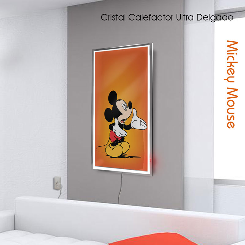 Calefactor de Panel infrarrojo de pared en Cristal, California Wave Mickey Mouse 2 de 330W, 60x90cm, Mod: 137CaSol