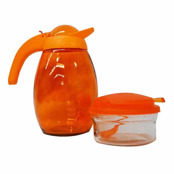Juego de 1 jarra y 1 bowl multi-usos HEREVIN "Fruity" de Cristal, Naranja