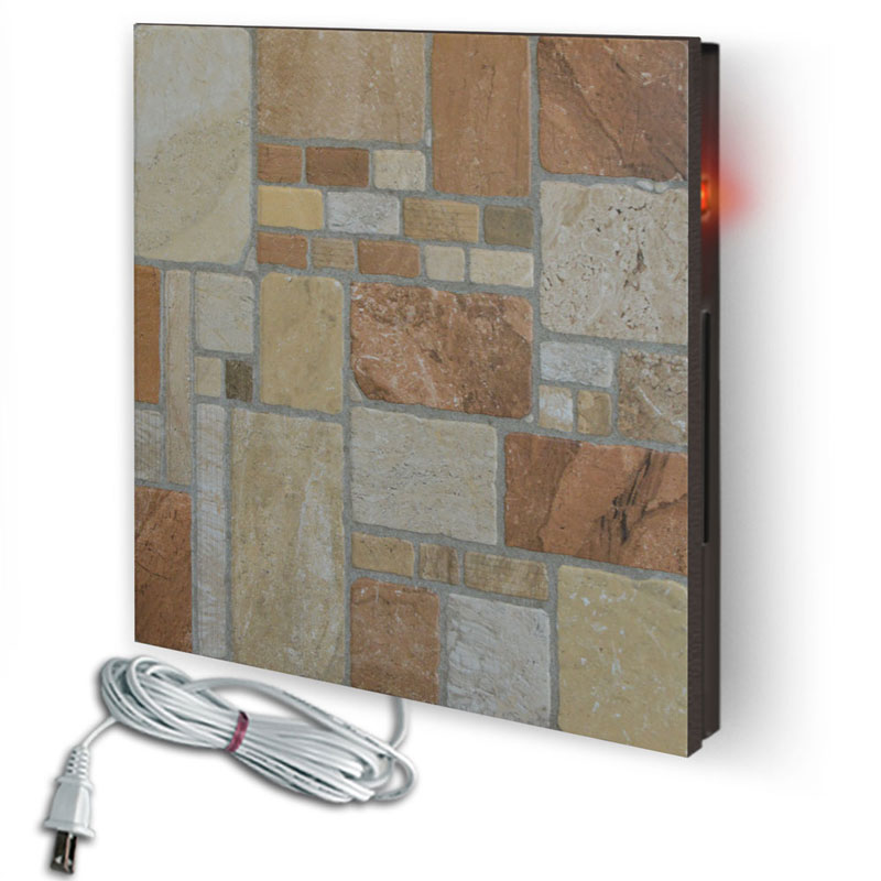 Calefactor de Panel infrarrojo de pared en Porcelanato, Vegas Wave Bricks de 330W, 55x55cm, Mod: 336CaSol